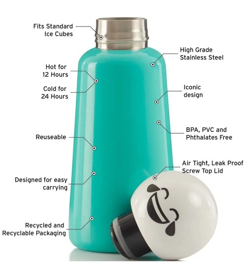 Gourde Isotherme - Skittle Bottle 300ml - Turquoise Lund London gourde sport metal d eau aluminium thé design