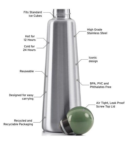 Gourde Isotherme - Skittle Bottle 750ml - Acier inoxydable Lund London gourde sport metal d eau aluminium thé design