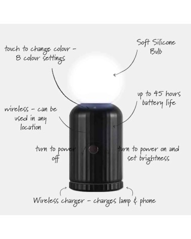Skittle Lamp - Schwarz - Kabellose LED Tischlampe Lund London tischleuchte led modern designer kaufen