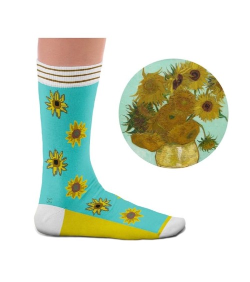 Chaussettes - Vase avec douze tournesols - Vincent van Gogh Curator Socks jolies chausset pour homme femme fantaisie drole or...