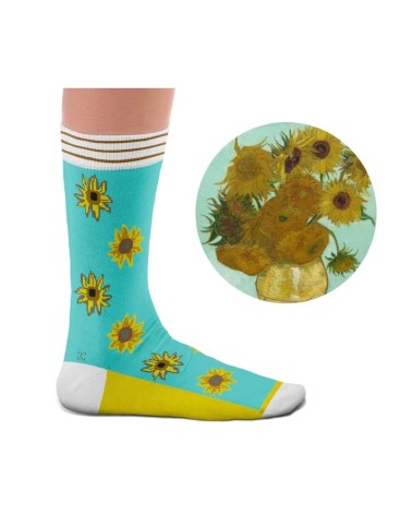 Chaussettes - Vase avec douze tournesols - Vincent van Gogh Curator Socks jolies chausset pour homme femme fantaisie drole or...