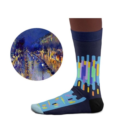 Chaussettes - Boulevard Montmartre, effet de nuit Curator Socks jolies pour femme originales pour homme chausset rigolotes dr...