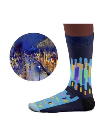 Chaussettes - Boulevard Montmartre, effet de nuit Curator Socks jolies pour femme originales pour homme chausset rigolotes dr...