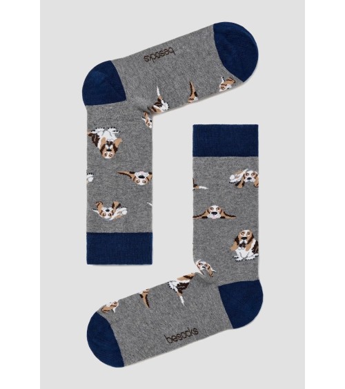 Socken - BeBasset - Basset Hound - Grau Besocks socke kuschelsocken für damen lustig herren farbige coole socken