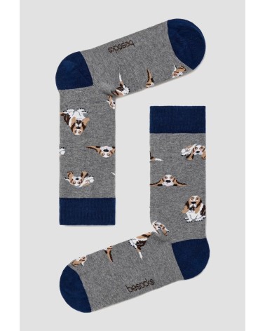 Socken - BeBasset - Basset Hound - Grau Besocks socke kuschelsocken für damen lustig herren farbige coole socken