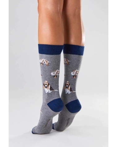 Socken - BeBasset - Basset Hound - Grau Besocks socke kuschelsocken für damen lustig herren farbige coole socken