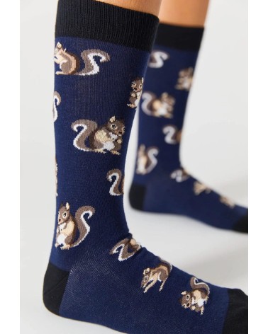 Chaussettes BeSquirrel - Écureuil - Bleu Besocks jolies pour femme originales pour homme chausset rigolotes drole Suisse