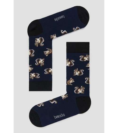 Chaussettes BeSquirrel - Écureuil - Bleu Besocks jolies pour femme originales pour homme chausset rigolotes drole Suisse