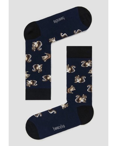 Chaussettes BeSquirrel - Écureuil - Bleu Besocks jolies pour femme originales pour homme chausset rigolotes drole Suisse