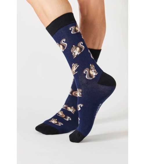 Chaussettes BeSquirrel - Écureuil - Bleu Besocks jolies pour femme originales pour homme chausset rigolotes drole Suisse