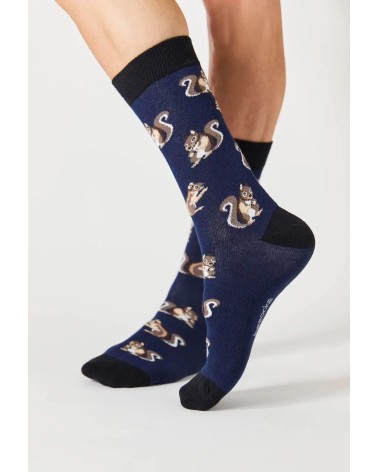 Chaussettes BeSquirrel - Écureuil - Bleu Besocks jolies pour femme originales pour homme chausset rigolotes drole Suisse