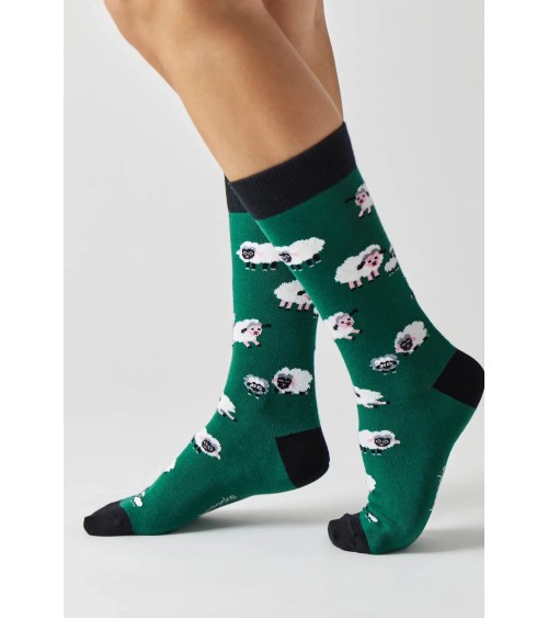 Chaussettes BeSheep - Mouton - Vert Besocks jolies pour femme originales pour homme chausset rigolotes drole Suisse