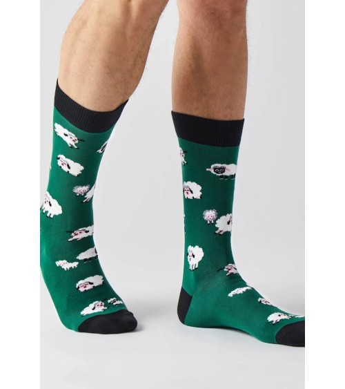 Chaussettes BeSheep - Mouton - Vert Besocks jolies pour femme originales pour homme chausset rigolotes drole Suisse