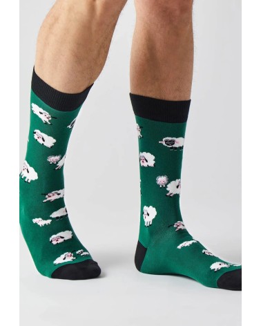 Chaussettes BeSheep - Mouton - Vert Besocks jolies pour femme originales pour homme chausset rigolotes drole Suisse