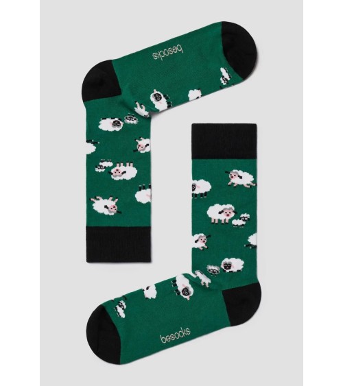 Chaussettes BeSheep - Mouton - Vert Besocks jolies pour femme originales pour homme chausset rigolotes drole Suisse