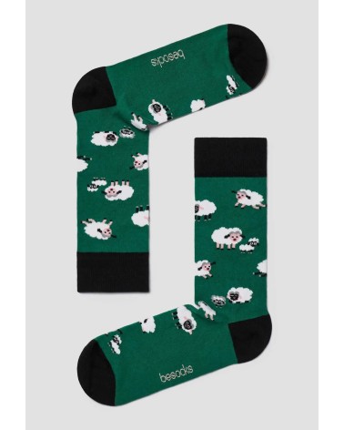 Chaussettes BeSheep - Mouton - Vert Besocks jolies pour femme originales pour homme chausset rigolotes drole Suisse