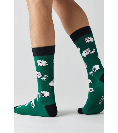 Chaussettes BeSheep - Mouton - Vert Besocks jolies pour femme originales pour homme chausset rigolotes drole Suisse