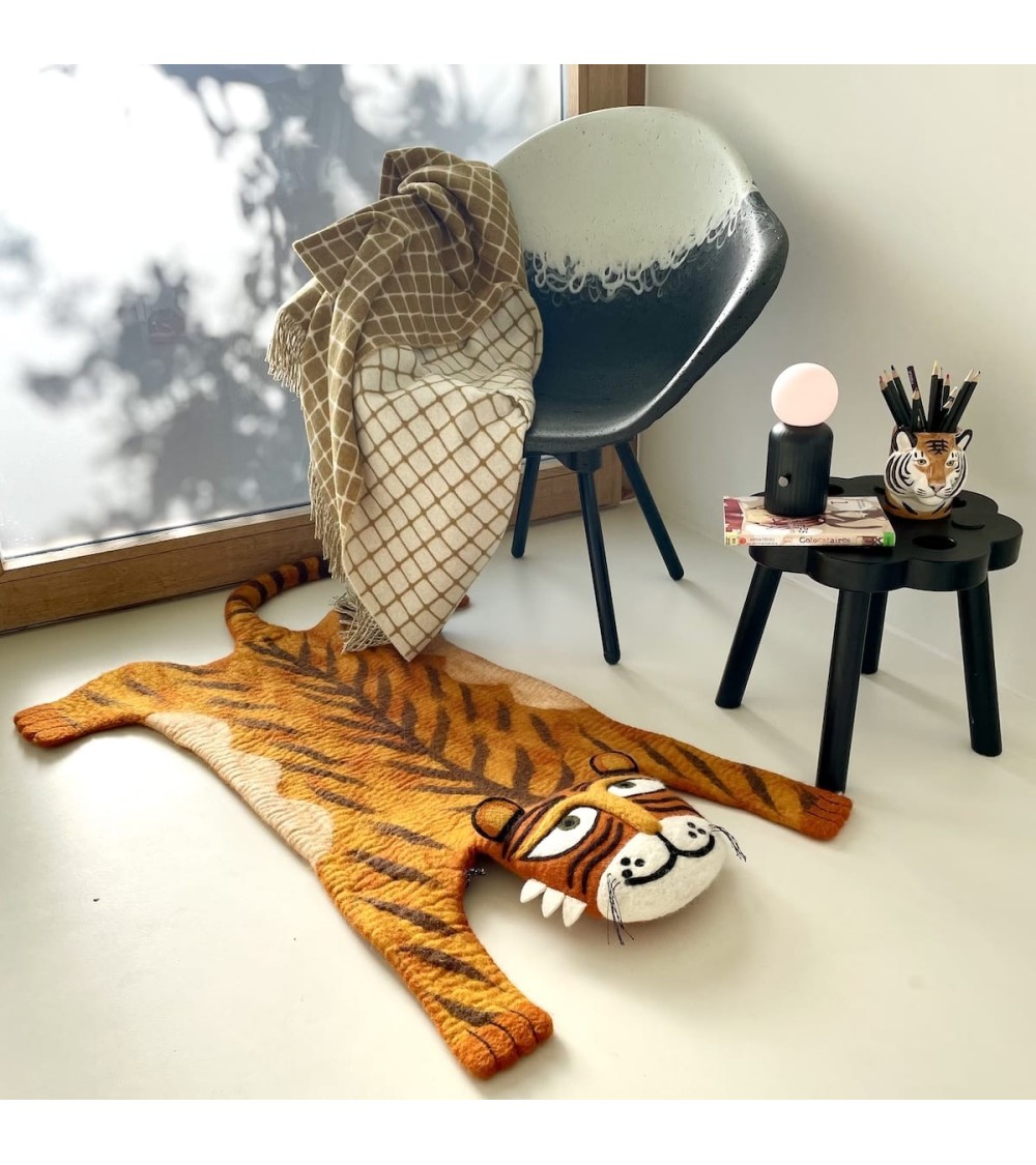 Raj the Tiger - Wool animal rug Sew Heart Felt animal rugs for nursery animal rug for living room kids