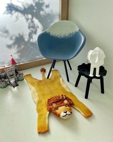 Leopold il leone - Tappeto animale in lana Sew Heart Felt tappeti in lana naturale fatti a mano Tappeto animali bambini