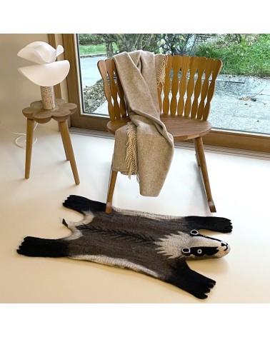 Billie the Badger - Wool animal rug Sew Heart Felt Children's rugs design switzerland original