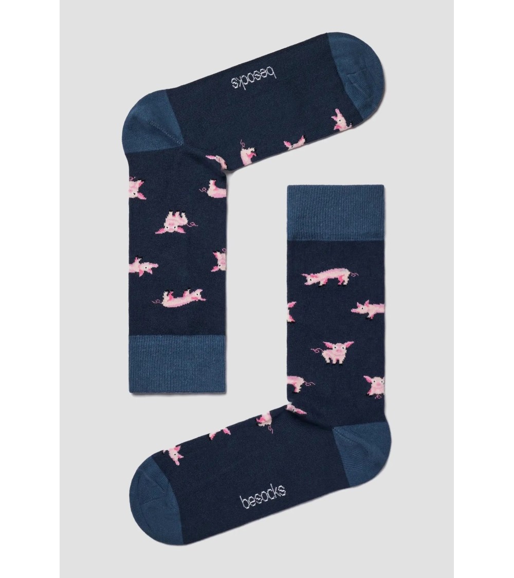 Socken - BePig - Schwein - Marineblau Besocks socke kuschelsocken für damen lustig herren farbige coole socken