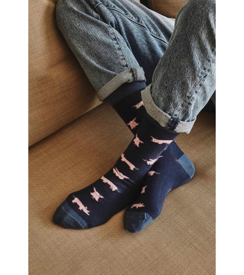 Calzini - BePig - Maiale - Blu navy Besocks calze da uomo per donna divertenti simpatici particolari