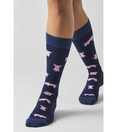 Calzini - BePig - Maiale - Blu navy Besocks calze da uomo per donna divertenti simpatici particolari