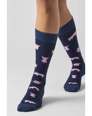 Chaussettes - BePig - Cochon - Bleu Marine Besocks jolies pour femme originales pour homme chausset rigolotes drole Suisse