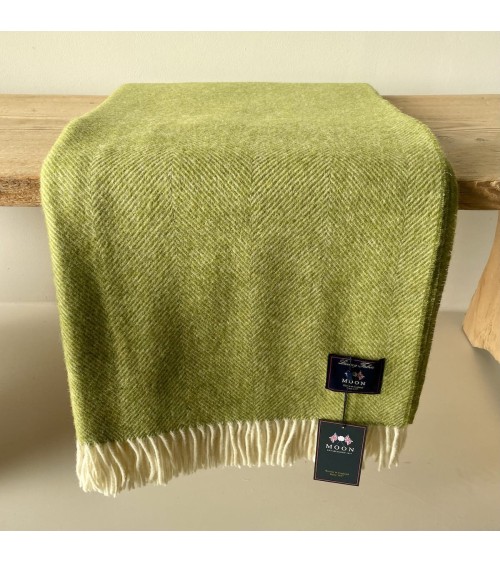 Plaid HERRINGBONE Citron vert - Couverture en laine Bronte by Moon un plaid cocooning couverture chaude douce plaide lit