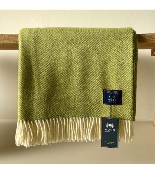 HERRINGBONE Lime - Pure new wool blanket Bronte by Moon warm cozy soft sofa throw blanket picnic throws and blankets