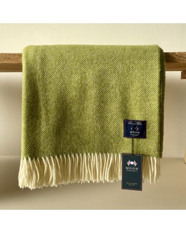 Plaid HERRINGBONE Citron vert - Couverture en laine Bronte by Moon un plaid cocooning couverture chaude douce plaide lit