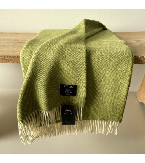 HERRINGBONE Lime - Coperta di pura lana vergine Bronte by Moon plaid per divano in lana coperta morbida letto matrimoniale pl...