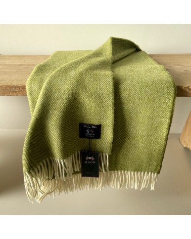HERRINGBONE Lime - Pure new wool blanket Bronte by Moon warm cozy soft sofa throw blanket picnic throws and blankets