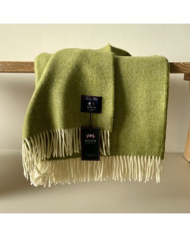HERRINGBONE Lime - Coperta di pura lana vergine Bronte by Moon di qualità per divano coperte plaid