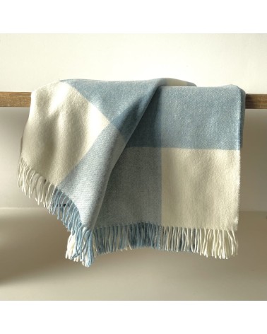 PASTEL BLOCKCHECK Aqua - Coperta di lana merino Bronte by Moon di qualità per divano coperte plaid