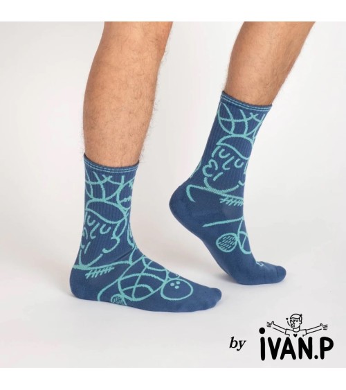 Sport-Socken - Ivan Peev Label Chaussette Socke lustige Damen Herren farbige coole socken mit motiv kaufen