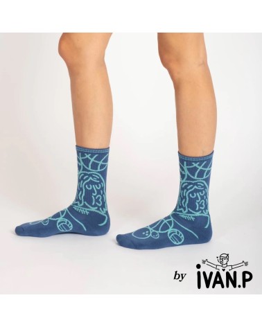 Sport-Socken - Ivan Peev Label Chaussette lustige socken adventskalender Damen Herren farbige coole socken mit motiv kaufen