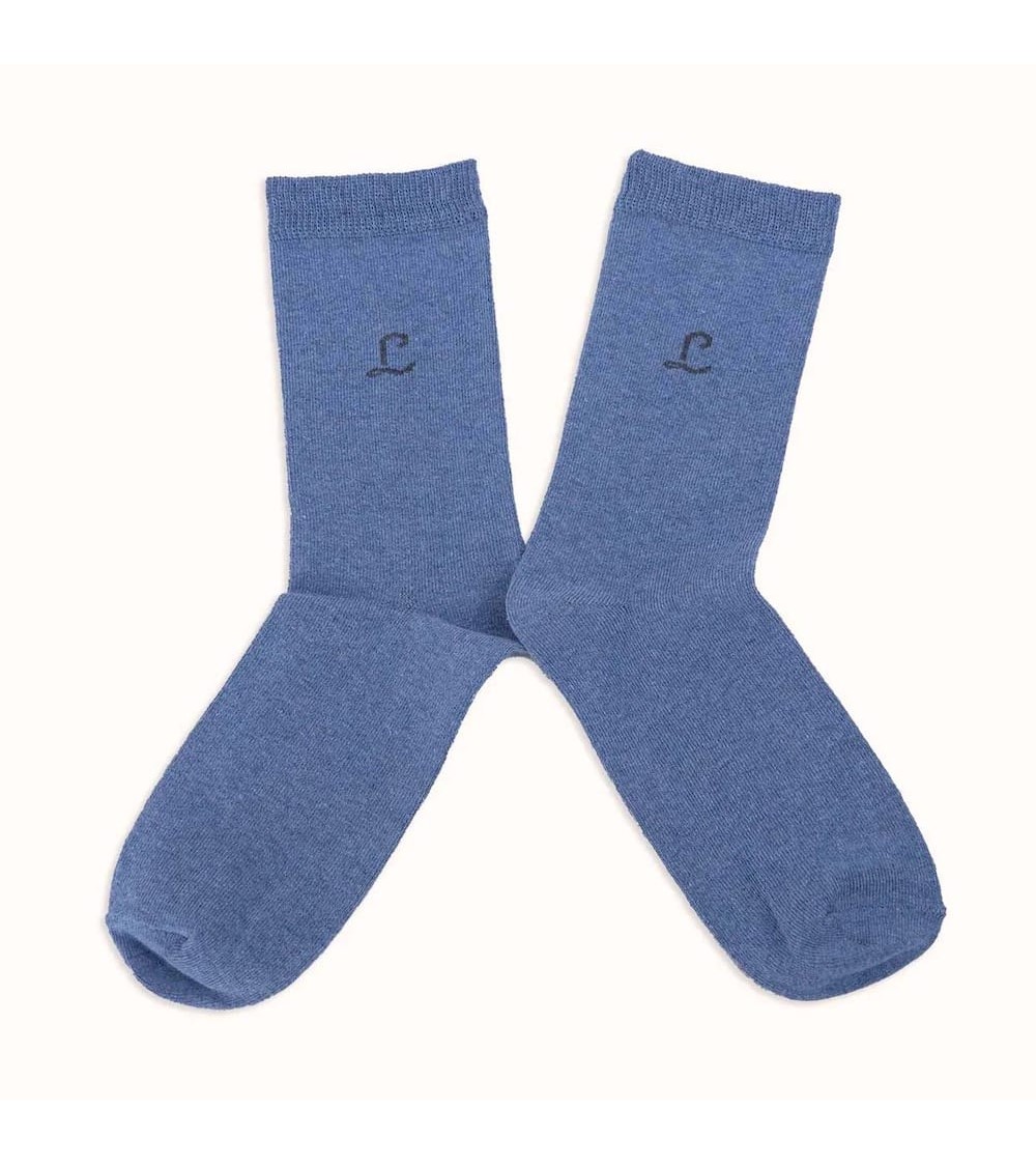 Chaussettes - Recyclées - Bleu Océan Label Chaussette jolies pour femme originales pour homme chausset rigolotes drole Suisse