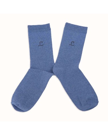 Chaussettes - Recyclées - Bleu Océan Label Chaussette jolies pour femme originales pour homme chausset rigolotes drole Suisse