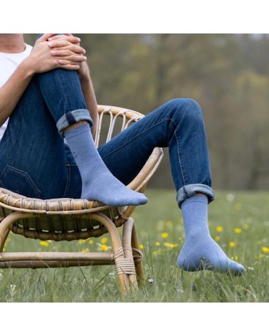 Chaussettes - Recyclées - Bleu Océan Label Chaussette jolies pour femme originales pour homme chausset rigolotes drole Suisse