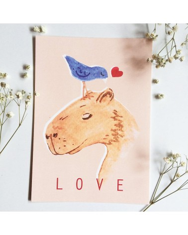 Postkarte - Capybara & Bird Friend Katinka Feijs glückwunschkarte zur hochzeit geburt zum geburtstag kaufen