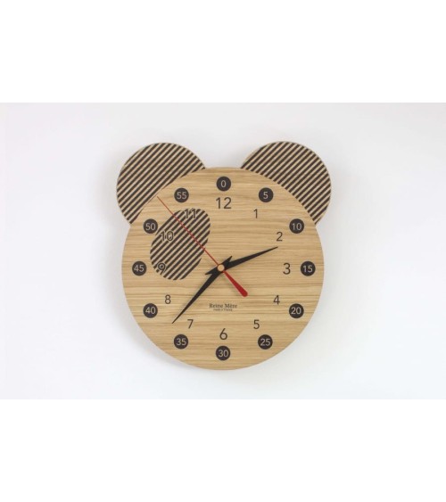 Learning clock - Panda Reine Mère wood table desk kitchen clocks modern design