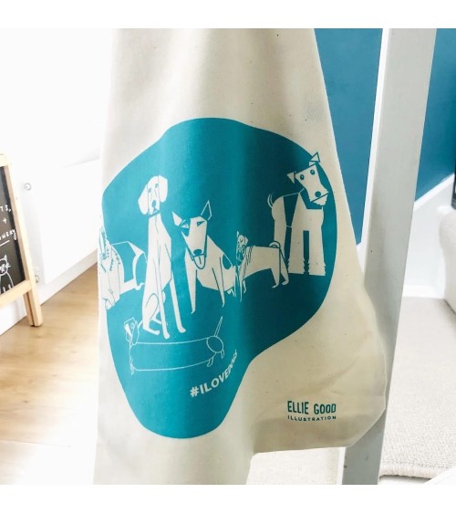 ILOVEDOGS - Blu - Borse Tote Bag Ellie Good illustration originale kitatori