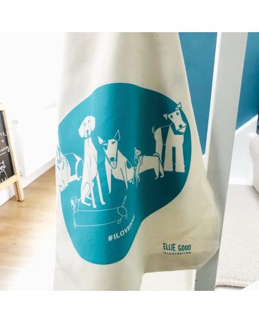 ILOVEDOGS - Blu - Borse Tote Bag Ellie Good illustration originale kitatori