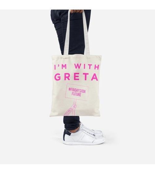 Tote Bag - I'm with Greta - Pink Ellie Good illustration Bags design switzerland original
