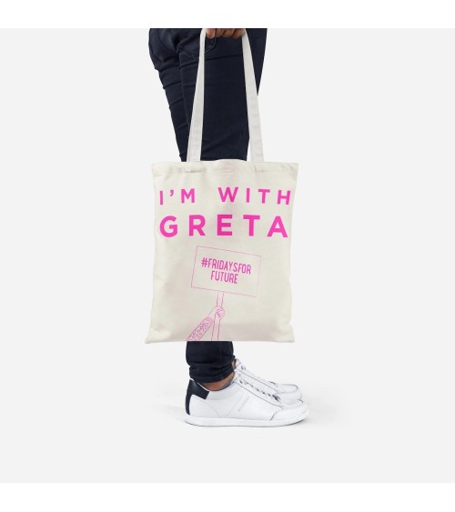 I'm with Greta - Rosa - Borse Tote Bag Ellie Good illustration originale kitatori