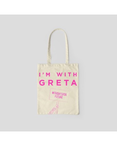 Tote Bag - I'm with Greta - Pink Ellie Good illustration Bags design switzerland original