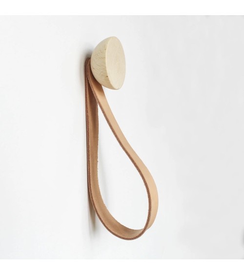 Wall Coat hook / knob with leather strap 5mm Paper