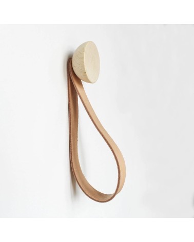 Wall Coat hook / knob with leather strap 5mm Paper