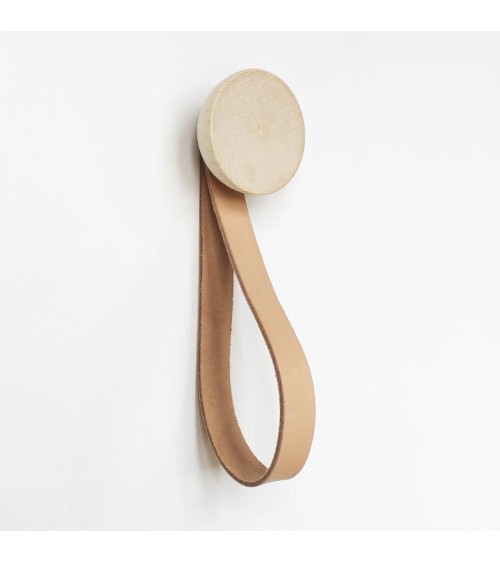 Wall Coat hook / knob with leather strap 5mm Paper